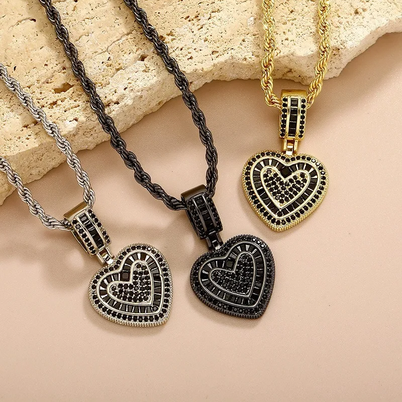 Hip Hop Black Rhinestone Heart - огляд і ціна Fashion Street Singapore