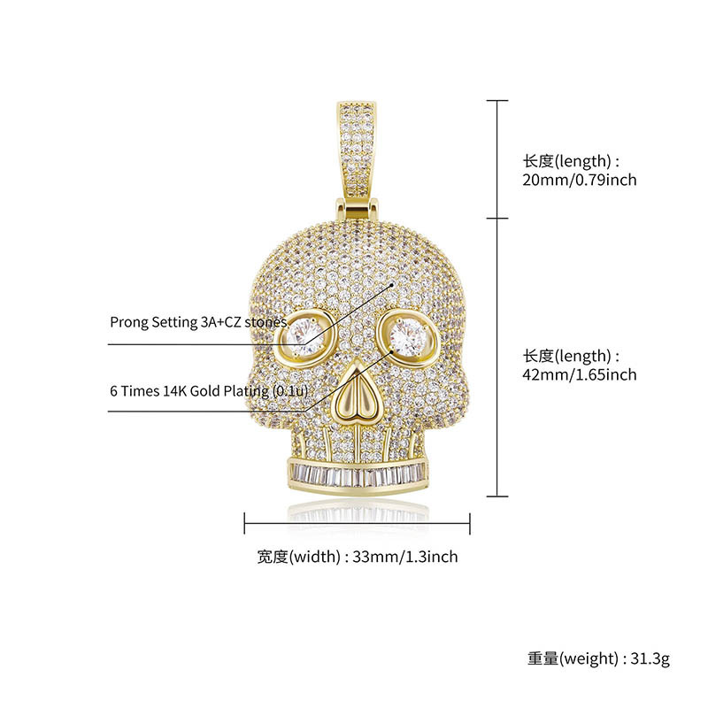 Iced Out Skull Pendant Necklac - огляд і ціна Fashion Street Singapore