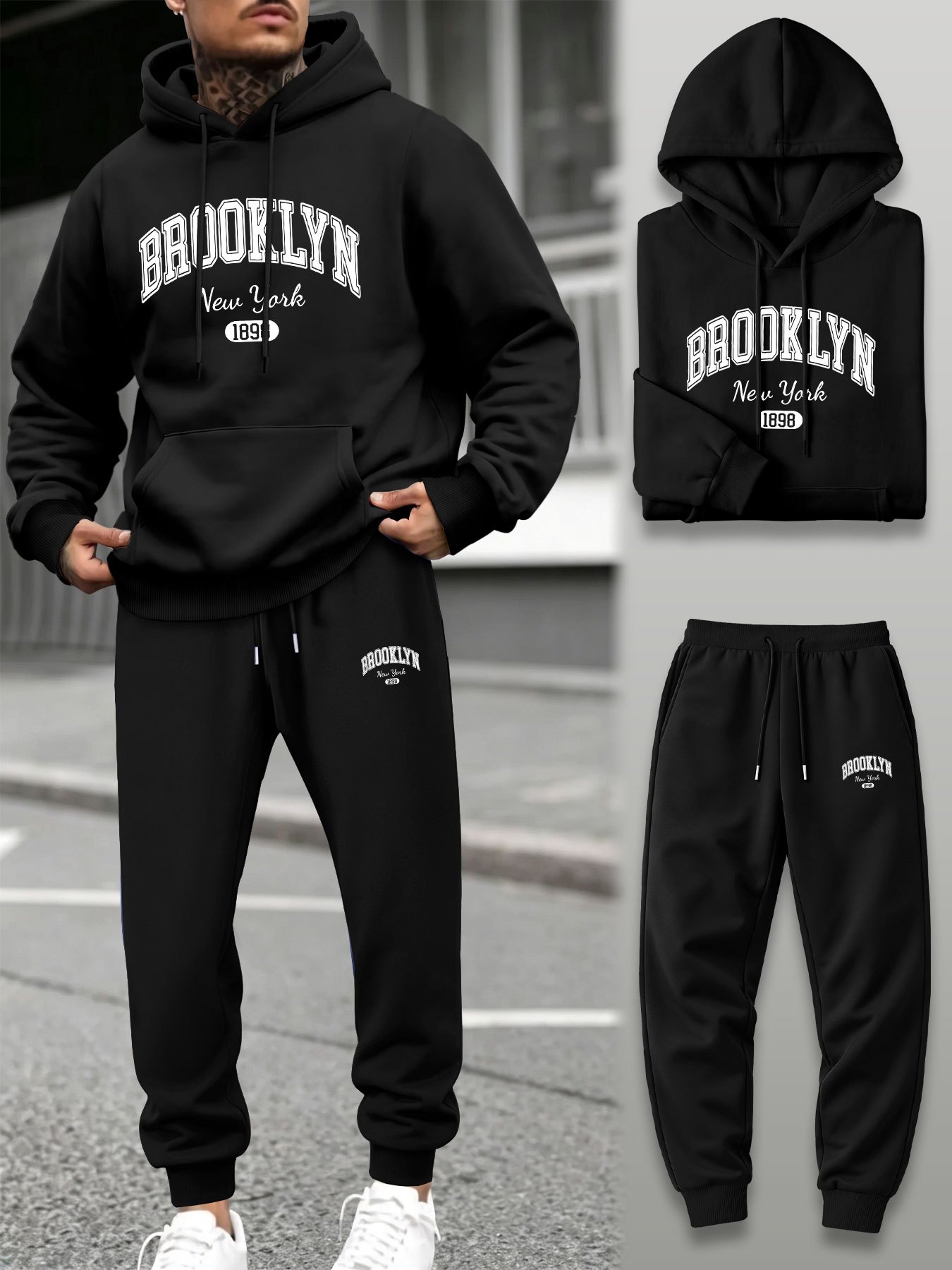 Men 2 Piece Tracksuit Hoodie J - огляд і ціна Street Fashion Winter