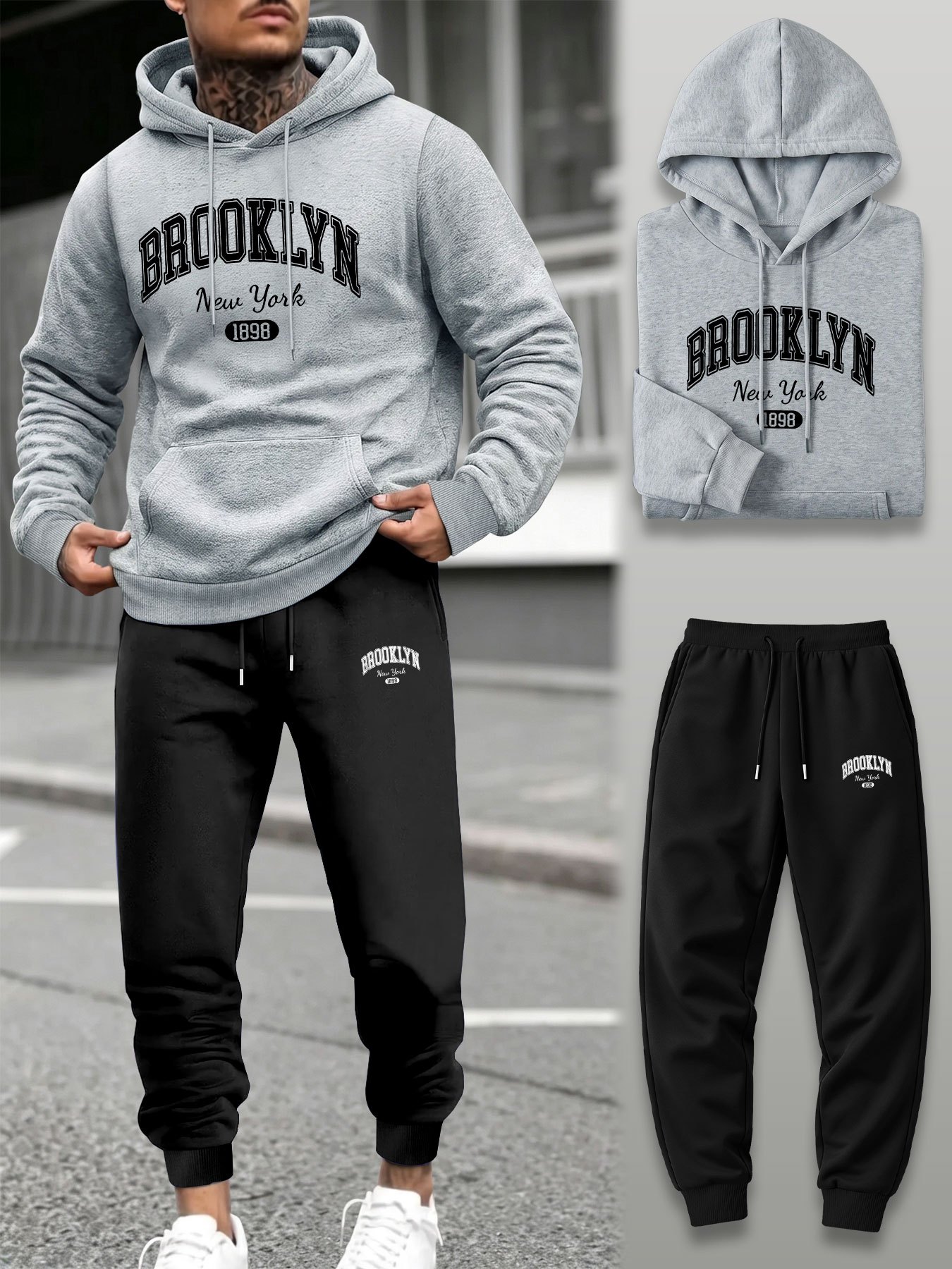 Men 2 Piece Tracksuit Hoodie J - огляд і ціна Street Fashion Winter