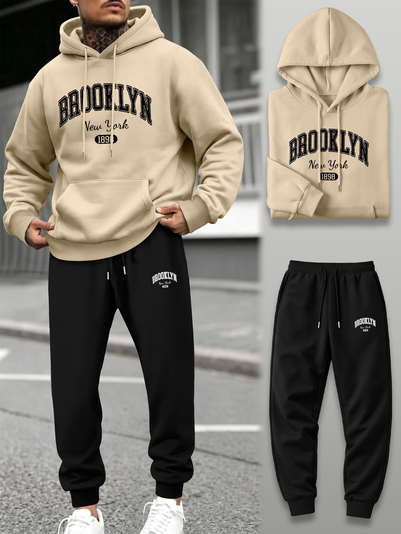 Men 2 Piece Tracksuit Hoodie J - огляд і ціна Street Fashion Winter